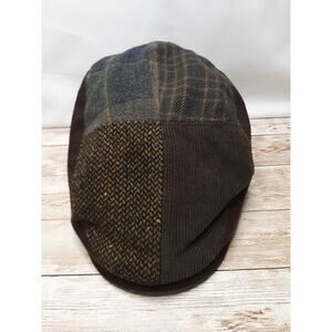 Target Cabbie Hat M/L Wool Blend Patchwork Newsboys Style Brown Academia